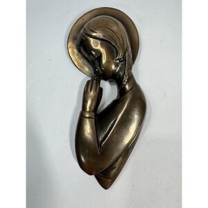 VTG Bronze Madonna Plaque Gothcore Religious Decor Ireland Mother Mary Catholic